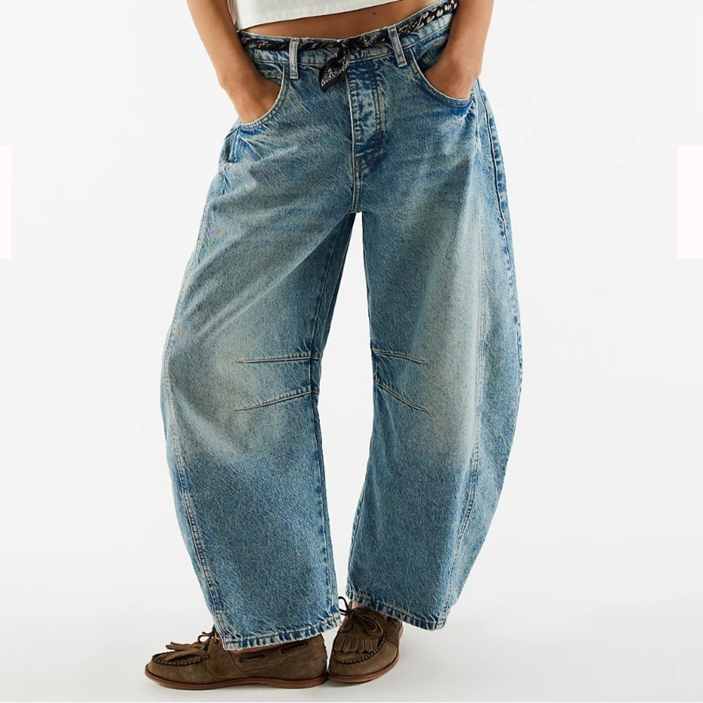 We The Free Good Luck Mid-Rise Barrel Jeans
